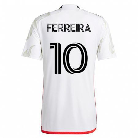 Kandiny Mujer Camiseta Jesús Ferreira #10 Blanco 2ª Equipación 2023/24 La Camisa Chile