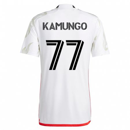 Kandiny Mujer Camiseta Bernard Kamungo #77 Blanco 2ª Equipación 2023/24 La Camisa Chile