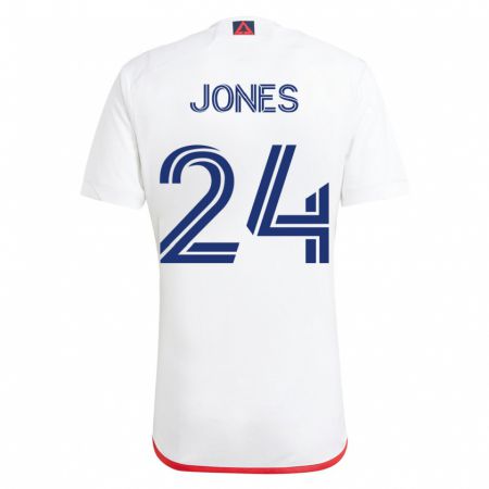 Kandiny Mujer Camiseta Dejuan Jones #24 Blanco Rojo 2ª Equipación 2023/24 La Camisa Chile