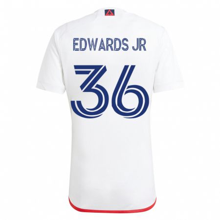Kandiny Mujer Camiseta Earl Edwards Jr. #36 Blanco Rojo 2ª Equipación 2023/24 La Camisa Chile