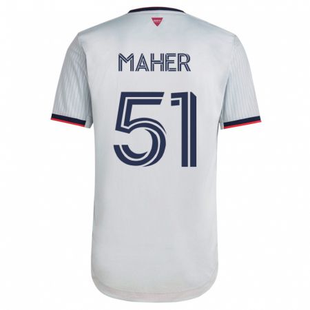Kandiny Mujer Camiseta Josh Maher #51 Blanco 2ª Equipación 2023/24 La Camisa Chile