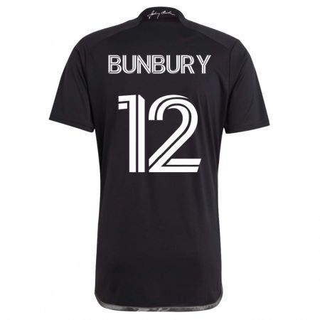 Kandiny Mujer Camiseta Teal Bunbury #12 Negro 2ª Equipación 2023/24 La Camisa Chile