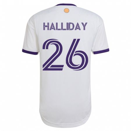Kandiny Mujer Camiseta Michael Halliday #26 Blanco 2ª Equipación 2023/24 La Camisa Chile