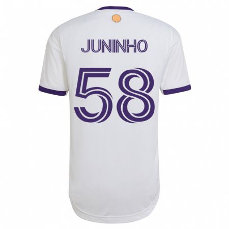 Kandiny Mujer Camiseta Juninho #58 Blanco 2ª Equipación 2023/24 La Camisa Chile