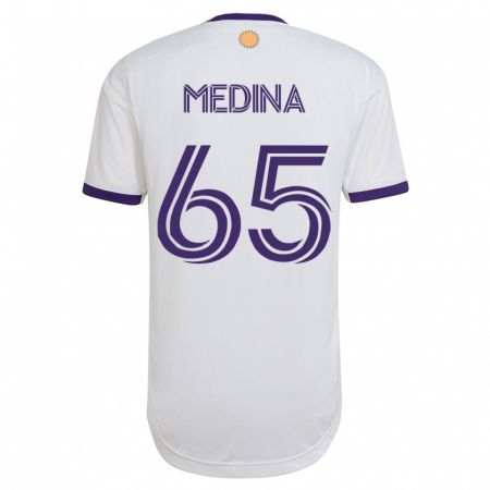 Kandiny Mujer Camiseta Cristian Medina #65 Blanco 2ª Equipación 2023/24 La Camisa Chile