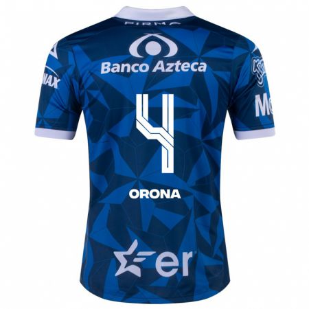 Kandiny Mujer Camiseta Efraín Orona #4 Azul 2ª Equipación 2023/24 La Camisa Chile