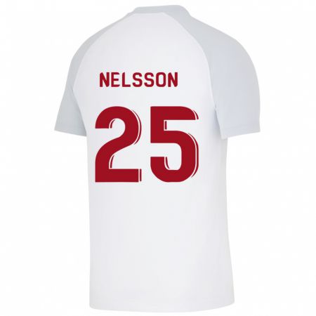 Kandiny Mujer Camiseta Victor Nelsson #25 Blanco 2ª Equipación 2023/24 La Camisa Chile