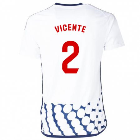 Kandiny Mujer Camiseta David Vicente #2 Blanco 2ª Equipación 2023/24 La Camisa Chile