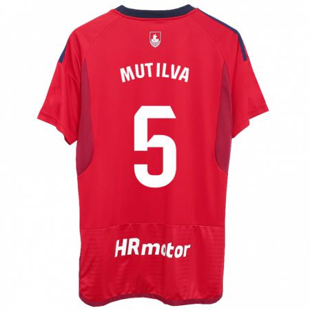 Kandiny Niño Camiseta Christian Mutilva #5 Rojo 1ª Equipación 2023/24 La Camisa Chile