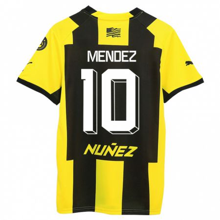 Kandiny Niño Camiseta Kevin Méndez #10 Amarillo Negro 1ª Equipación 2023/24 La Camisa Chile