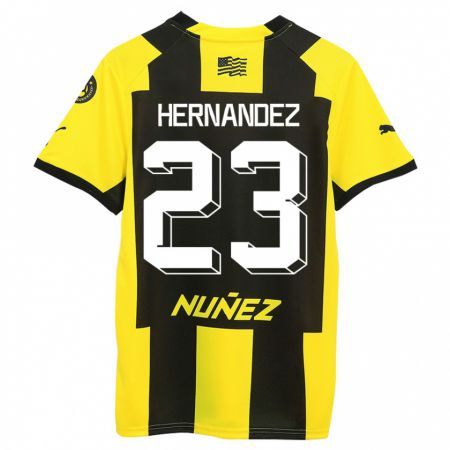 Kandiny Niño Camiseta Abel Hernández #23 Amarillo Negro 1ª Equipación 2023/24 La Camisa Chile