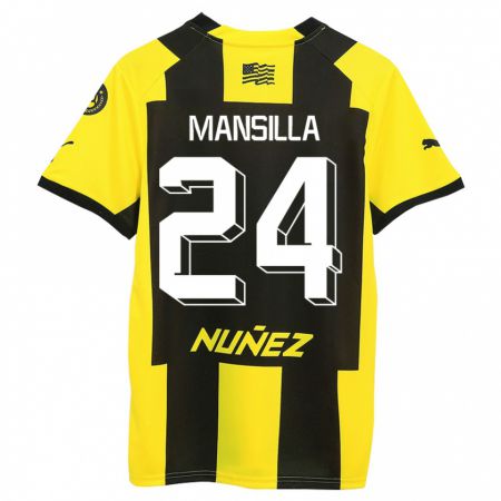 Kandiny Niño Camiseta Brian Mansilla #24 Amarillo Negro 1ª Equipación 2023/24 La Camisa Chile