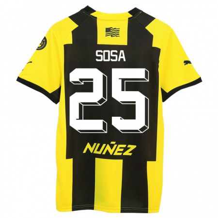 Kandiny Niño Camiseta Ignacio Sosa #25 Amarillo Negro 1ª Equipación 2023/24 La Camisa Chile