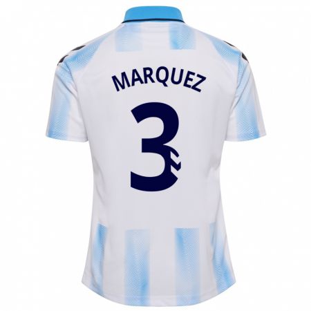 Kandiny Niño Camiseta David Márquez #3 Blanco Azul 1ª Equipación 2023/24 La Camisa Chile