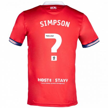 Kandiny Niño Camiseta Nathan Simpson #0 Rojo 1ª Equipación 2023/24 La Camisa Chile