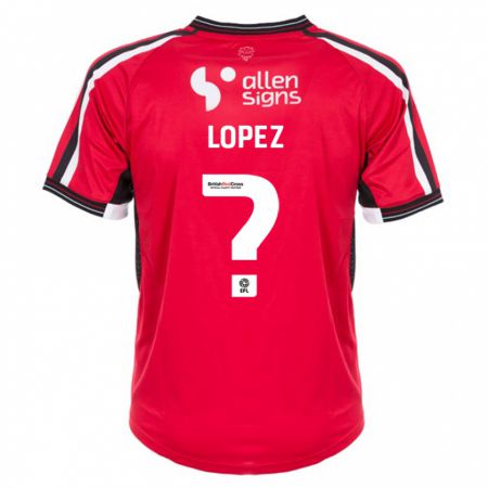 Kandiny Niño Camiseta Jersey Lopez #0 Rojo 1ª Equipación 2023/24 La Camisa Chile