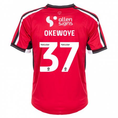 Kandiny Niño Camiseta Gbolahan Okewoye #37 Rojo 1ª Equipación 2023/24 La Camisa Chile