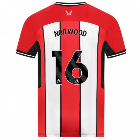 Kandiny Niño Camiseta Oliver Norwood #16 Rojo 1ª Equipación 2023/24 La Camisa Chile