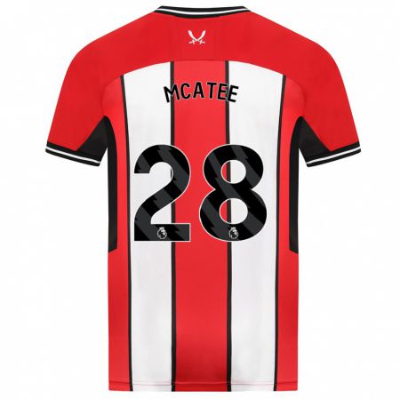 Kandiny Niño Camiseta James Mcatee #28 Rojo 1ª Equipación 2023/24 La Camisa Chile