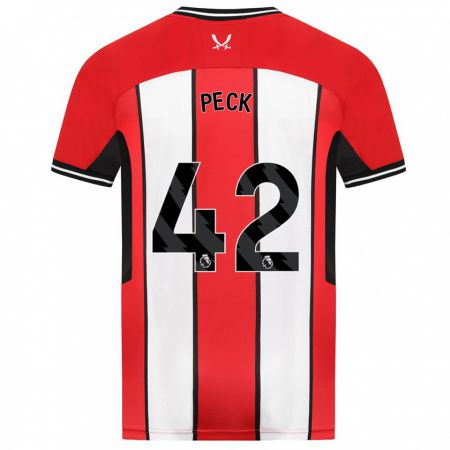 Kandiny Niño Camiseta Sydie Peck #42 Rojo 1ª Equipación 2023/24 La Camisa Chile