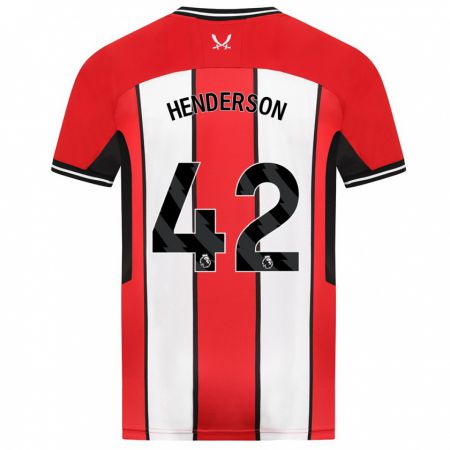 Kandiny Niño Camiseta Peyton Henderson #42 Rojo 1ª Equipación 2023/24 La Camisa Chile