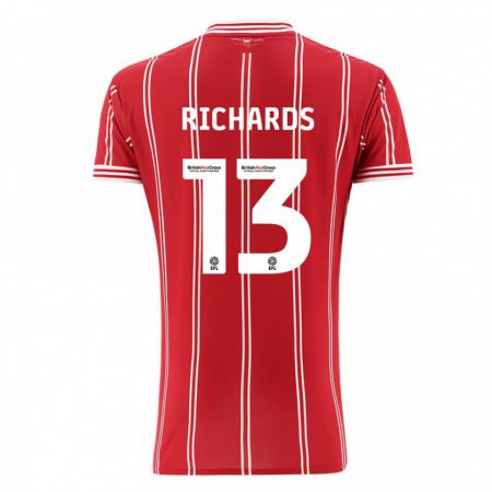 Kandiny Niño Camiseta Harvey Wiles-Richards #13 Rojo 1ª Equipación 2023/24 La Camisa Chile