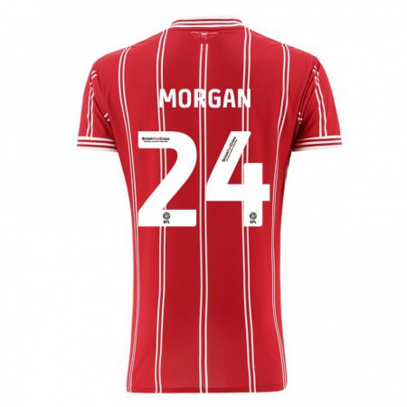 Kandiny Niño Camiseta Ffion Morgan #24 Rojo 1ª Equipación 2023/24 La Camisa Chile