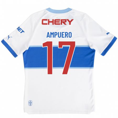 Kandiny Niño Camiseta Branco Ampuero #17 Blanco 1ª Equipación 2023/24 La Camisa Chile