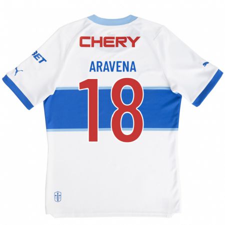 Kandiny Niño Camiseta Alexander Aravena #18 Blanco 1ª Equipación 2023/24 La Camisa Chile