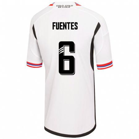 Kandiny Niño Camiseta César Fuentes #6 Blanco 1ª Equipación 2023/24 La Camisa Chile