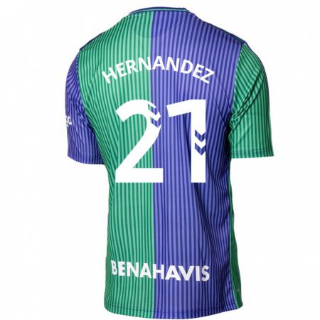 Kandiny Niño Camiseta Juan Hernández #21 Verde Azul 2ª Equipación 2023/24 La Camisa Chile