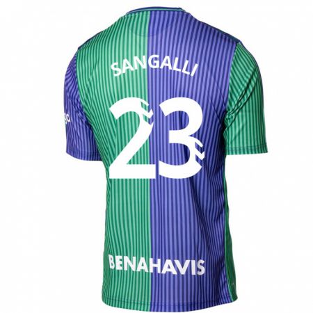 Kandiny Niño Camiseta Luca Sangalli #23 Verde Azul 2ª Equipación 2023/24 La Camisa Chile