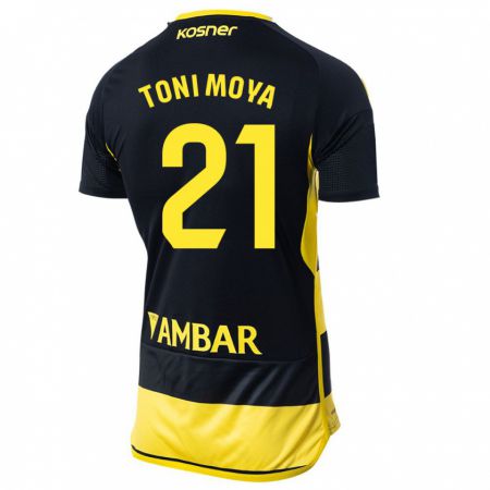 Kandiny Niño Camiseta Toni Moya #21 Negro Amarillo 2ª Equipación 2023/24 La Camisa Chile