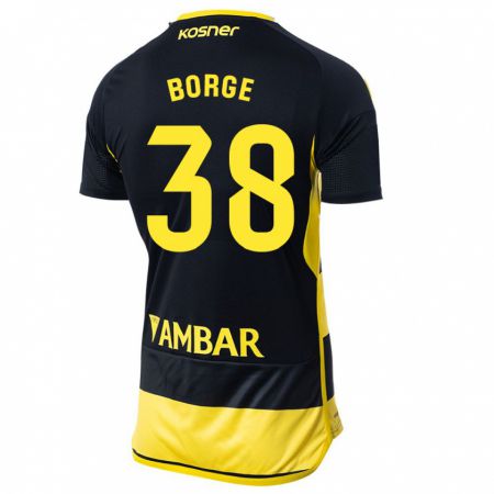 Kandiny Niño Camiseta Andrés Borge #38 Negro Amarillo 2ª Equipación 2023/24 La Camisa Chile