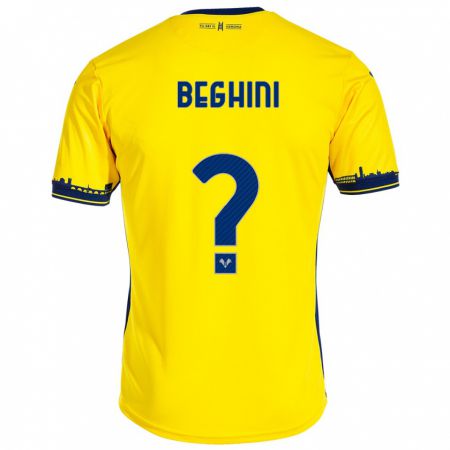 Kandiny Niño Camiseta Alessandro Beghini #0 Amarillo 2ª Equipación 2023/24 La Camisa Chile