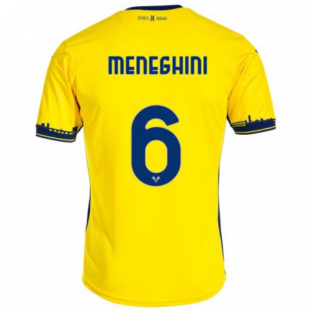 Kandiny Niño Camiseta Sofia Meneghini #6 Amarillo 2ª Equipación 2023/24 La Camisa Chile