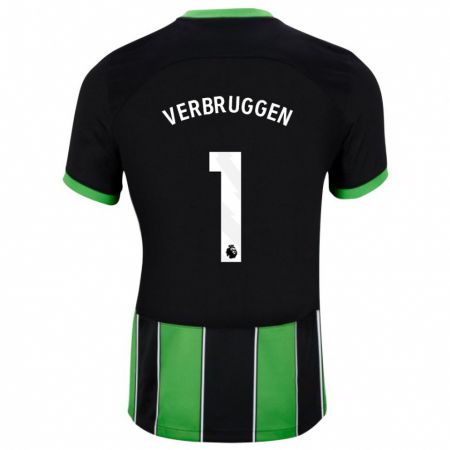 Kandiny Niño Camiseta Bart Verbruggen #1 Verde Negro 2ª Equipación 2023/24 La Camisa Chile