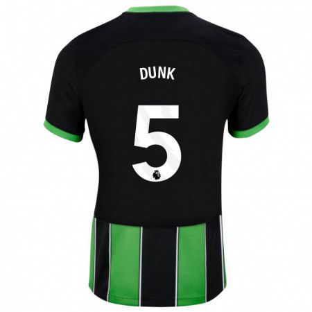 Kandiny Niño Camiseta Lewis Dunk #5 Verde Negro 2ª Equipación 2023/24 La Camisa Chile