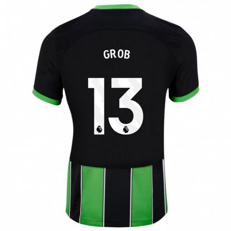 Kandiny Niño Camiseta Pascal Groß #13 Verde Negro 2ª Equipación 2023/24 La Camisa Chile