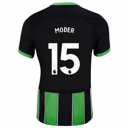 Kandiny Niño Camiseta Jakub Moder #15 Verde Negro 2ª Equipación 2023/24 La Camisa Chile