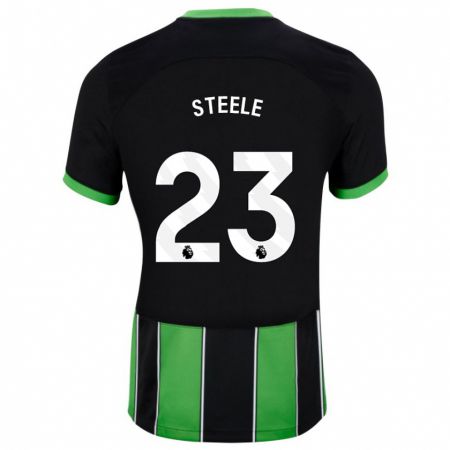 Kandiny Niño Camiseta Jason Steele #23 Verde Negro 2ª Equipación 2023/24 La Camisa Chile