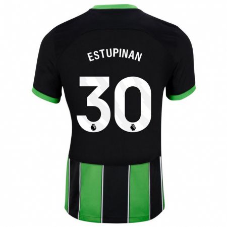 Kandiny Niño Camiseta Pervis Estupiñán #30 Verde Negro 2ª Equipación 2023/24 La Camisa Chile