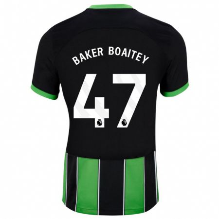 Kandiny Niño Camiseta Benicio Baker-Boaitey #47 Verde Negro 2ª Equipación 2023/24 La Camisa Chile