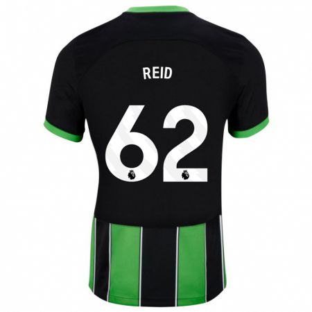 Kandiny Niño Camiseta Tommy Reid #62 Verde Negro 2ª Equipación 2023/24 La Camisa Chile