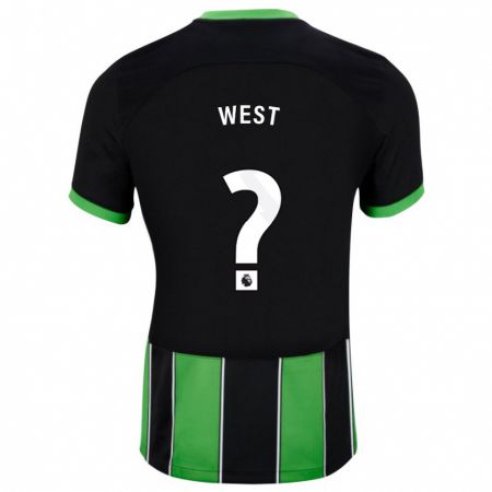 Kandiny Niño Camiseta Aidan West #0 Verde Negro 2ª Equipación 2023/24 La Camisa Chile