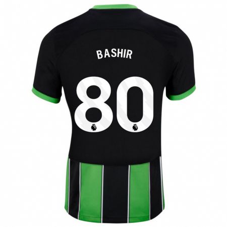 Kandiny Niño Camiseta Sahil Bashir #80 Verde Negro 2ª Equipación 2023/24 La Camisa Chile