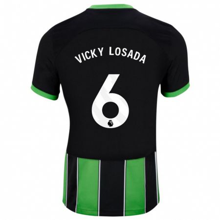 Kandiny Niño Camiseta María Victoria Losada Gómez #6 Verde Negro 2ª Equipación 2023/24 La Camisa Chile