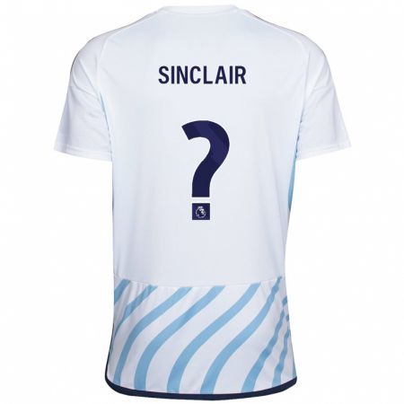 Kandiny Niño Camiseta Jimmy Sinclair #0 Blanco Azul 2ª Equipación 2023/24 La Camisa Chile