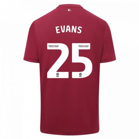 Kandiny Niño Camiseta Kieron Evans #25 Rojo 2ª Equipación 2023/24 La Camisa Chile