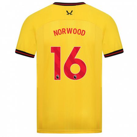 Kandiny Niño Camiseta Oliver Norwood #16 Amarillo 2ª Equipación 2023/24 La Camisa Chile